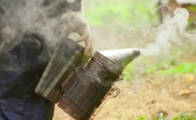 Smoker with a white, dense smoke.